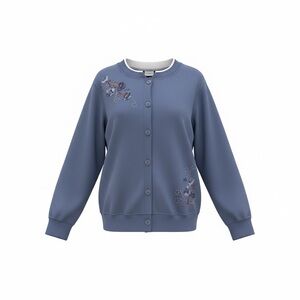 Embroidered Blue Women's Cardigan